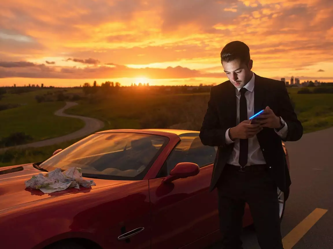 法拉利停车费10元/小时绕道违章罚款2000元_违章停车_跑车城中村导航迷路剐蹭水果摊